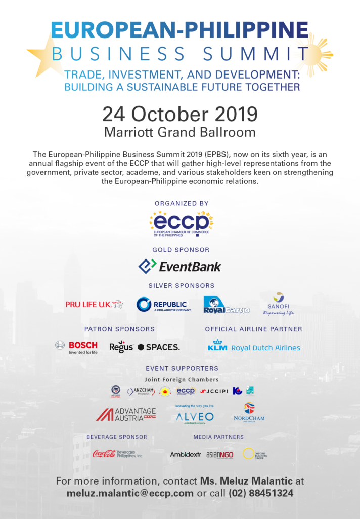 The European-Philippine Business Summit, Happening this October 2019